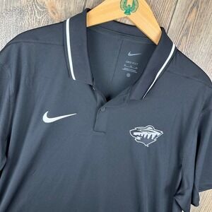 Nike NHL Minnesota Wild Dri-FIT Polo Shirt Mens XL Black Short Sleeve Hockey